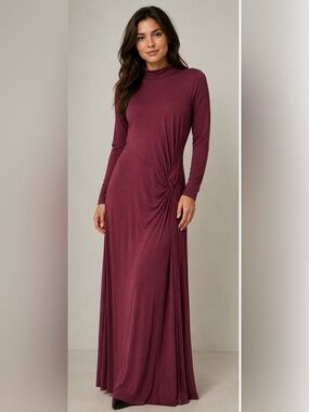 Young Fabulous & Broke Burgundy Ruched Maxi Dress Size Small